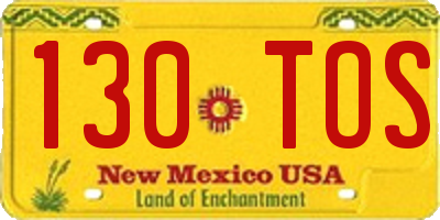 NM license plate 130TOS
