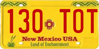 NM license plate 130TOT
