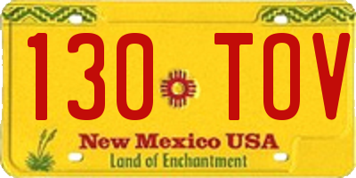 NM license plate 130TOV