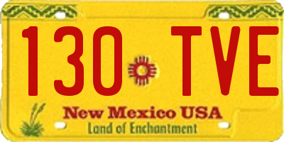 NM license plate 130TVE