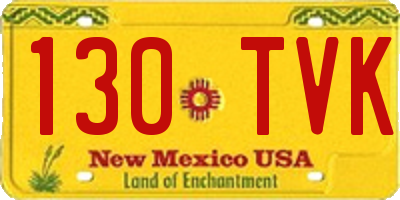 NM license plate 130TVK