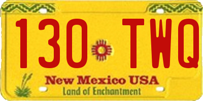 NM license plate 130TWQ