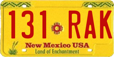 NM license plate 131RAK