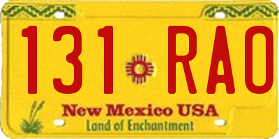 NM license plate 131RAO