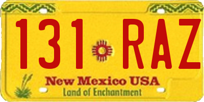 NM license plate 131RAZ