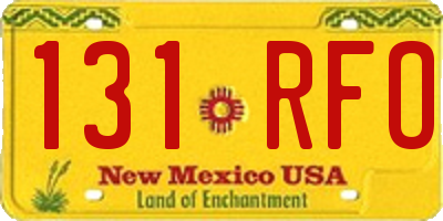 NM license plate 131RFO