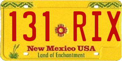 NM license plate 131RIX