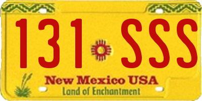 NM license plate 131SSS