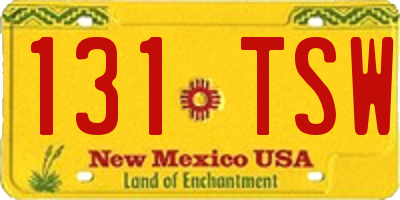 NM license plate 131TSW