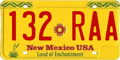 NM license plate 132RAA