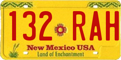 NM license plate 132RAH