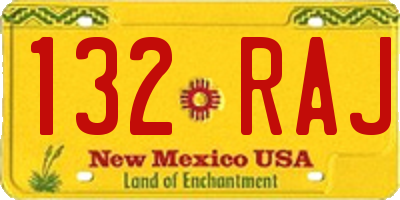 NM license plate 132RAJ