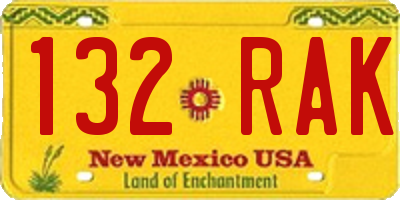 NM license plate 132RAK