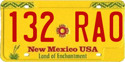 NM license plate 132RAO