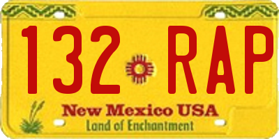 NM license plate 132RAP