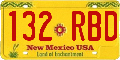 NM license plate 132RBD