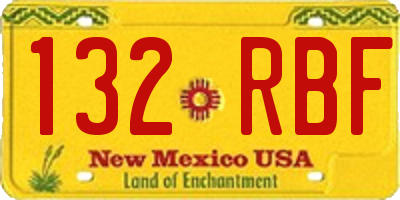 NM license plate 132RBF