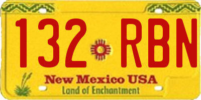 NM license plate 132RBN