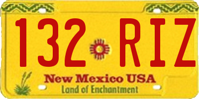 NM license plate 132RIZ