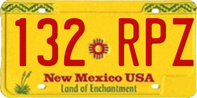 NM license plate 132RPZ