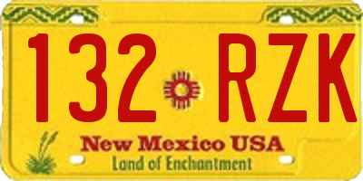 NM license plate 132RZK