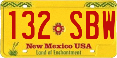 NM license plate 132SBW
