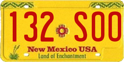 NM license plate 132SOO