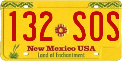 NM license plate 132SOS