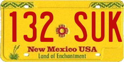 NM license plate 132SUK