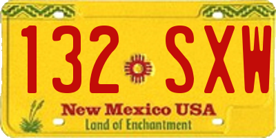 NM license plate 132SXW