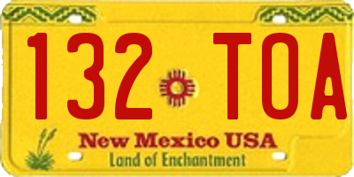 NM license plate 132TOA