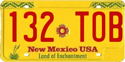NM license plate 132TOB