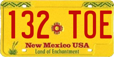 NM license plate 132TOE
