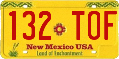 NM license plate 132TOF
