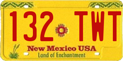 NM license plate 132TWT