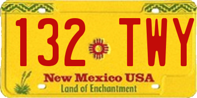 NM license plate 132TWY