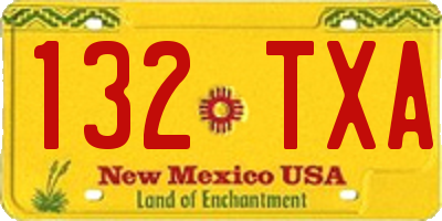 NM license plate 132TXA