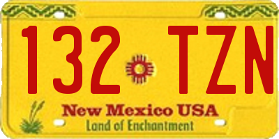 NM license plate 132TZN