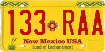 NM license plate 133RAA