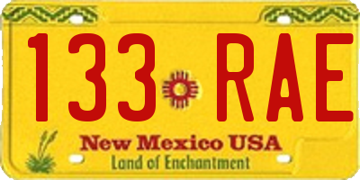 NM license plate 133RAE