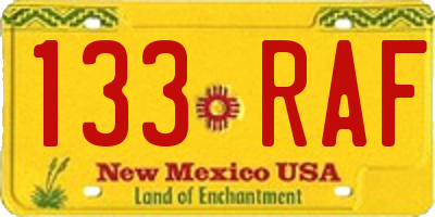 NM license plate 133RAF