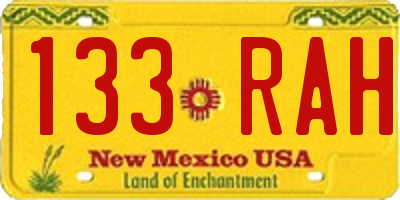 NM license plate 133RAH