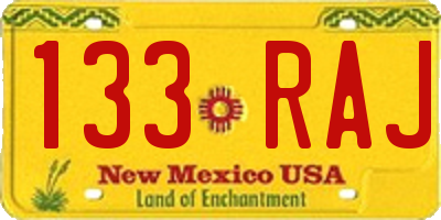 NM license plate 133RAJ