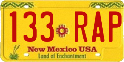 NM license plate 133RAP