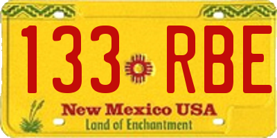 NM license plate 133RBE