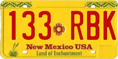 NM license plate 133RBK