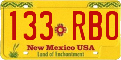 NM license plate 133RBO