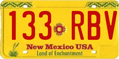 NM license plate 133RBV