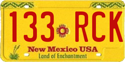 NM license plate 133RCK