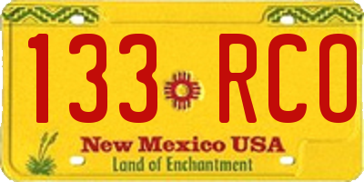 NM license plate 133RCO